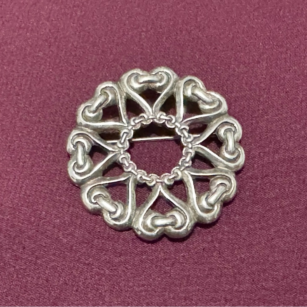 Elegant Sterling Silver Celtic Knots Hearts Brooch